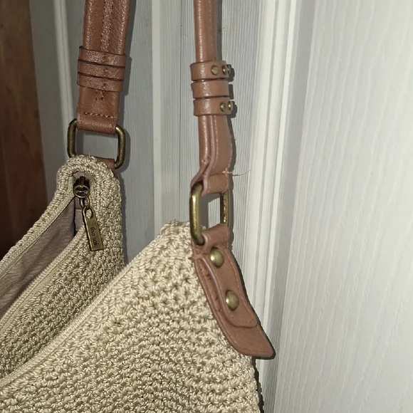 The Sak Woven Bohemian Hobo Bag-Faux Leather-Wooden Beaded-Tan/Brown-Medium - Picture 8 of 8